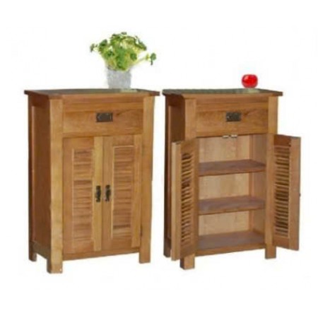 Rustic Oak : Tủ Giày Gỗ Sồi Lá Sách - W60cm 